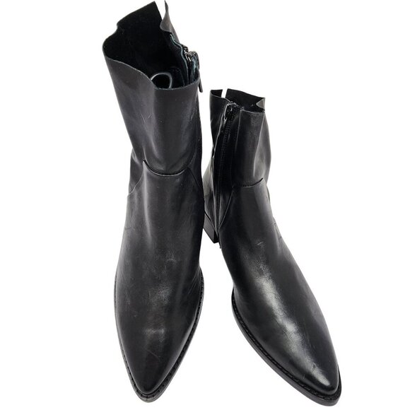 Paul Green Black Leather Ankle Boots With Side Zipper Closure US 8 - Picture 3 of 14